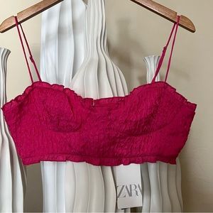 Brand New NWT Zara Hot Pink Crop Bralette Top in size Large 2800/342